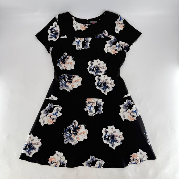 Vince Camuto Women's Black Floral Fit & Flare Dress Sz 10 Feminine Event Preppy - Picture 4 of 12